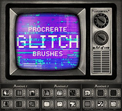 极品Procreate笔刷－18支信号故障效果：Procreate Glitch brushes